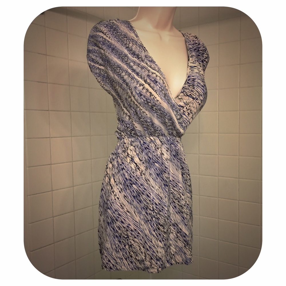 Blue & White Kimchi Blue Faux Wrap Dress